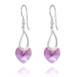 Boucles Coeur en Argent et Cristal Violet