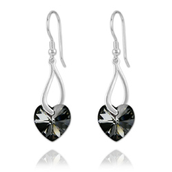 Boucles Coeur en Argent et Cristal Silver Night