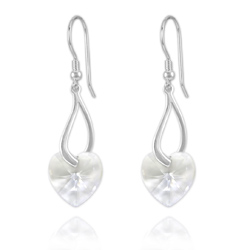 Boucles Coeur en Argent et Cristal Blanc