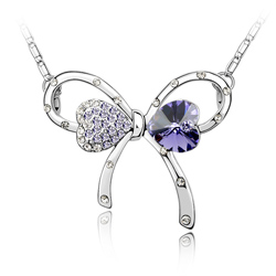 Collier Noeud Papillon en Cristal Violet
