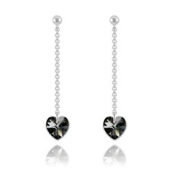Boucles Coeur en Argent et Cristal Silver Night