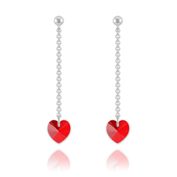 Boucles Coeur en Argent et Cristal Rouge Light Siam