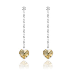 Boucles Coeur en Argent et Cristal Champagne