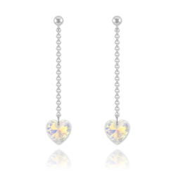 Boucles Coeur en Argent et Cristal Crystal AB