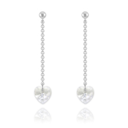 Boucles Coeur en Argent et Cristal Blanc