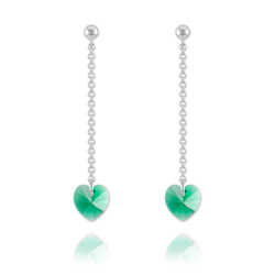 Boucles Coeur en Argent et Cristal �meraude