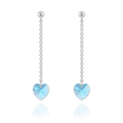 Boucles Coeur en Argent et Cristal Bleu