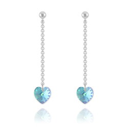 Boucles Coeur en Argent et Cristal Bleu AB