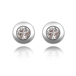 Boucles 5mm Plaqu� Or Blanc et Cristal Blanc