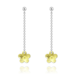 Boucles Fleur en Argent et Cristal Jaune