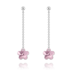 Boucles Fleur en Argent et Cristal Violet