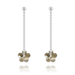 Boucles Fleur en Argent et Cristal Silver Shade
