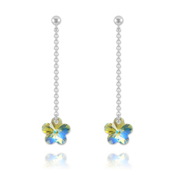 Boucles Fleur en Argent et Cristal Crystal AB