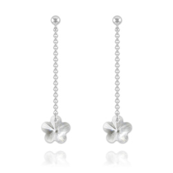 Boucles Fleur en Argent et Cristal Blanc