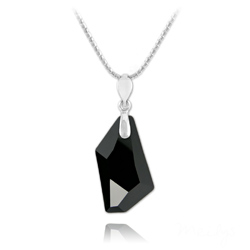 Collier en Cristal et Argent Collier De-Art en Argent et Cristal Noir Jet