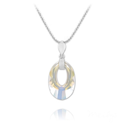 Collier en Cristal et Argent Collier Helios en Argent et Cristal Aurore Bor�ale