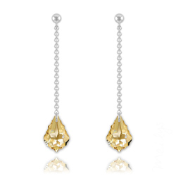 Boucles Baroque 16mm en Argent et Cristal Champagne