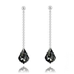 Boucles Baroque 16mm en Argent et Cristal Silver Night