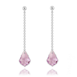 Boucles Baroque 16mm en Argent et Cristal Light Amethyst