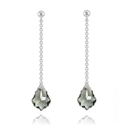 Boucles Baroque 16mm en Argent et Cristal Black Diamond