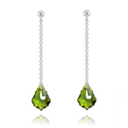 Boucles Baroque 16mm en Argent et Cristal Olivine