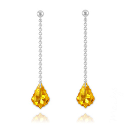 Boucles Baroque 16mm en Argent et Cristal Light Topaz AB