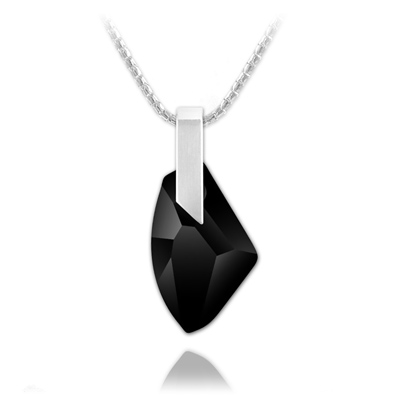 Collier en Cristal et Argent Collier Galactic en Argent et Cristal Noir
