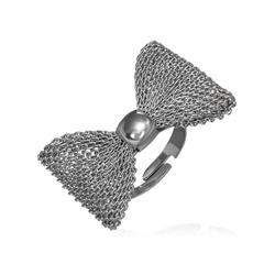 Bague r�glable Noeud Papillon Gris Fonc�
