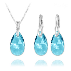Parure en Cristal et Argent Parure Goutte 22mm en Argent et Cristal Bleu
