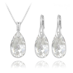 Parure en Cristal et Argent Parure Goutte 22mm en Argent et Cristal Blanc