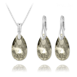 Parure en Cristal et Argent Parure Goutte 22mm en Argent et Cristal Silver Shade