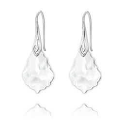 Boucles d'Oreilles Baroque 22mm en Argent et Cristal Blanc