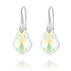 Boucles d'Oreilles Baroque 22mm en Argent et Cristal Aurore Bor�ale