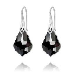 Boucles d'Oreilles Baroque 22mm en Argent et Cristal Noir