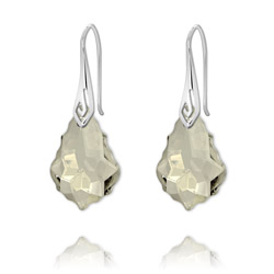 Boucles d'Oreilles Baroque 22mm en Argent et Cristal Silver Shade
