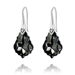 Boucles d'Oreilles Baroque 22mm en Argent et Cristal Silver Night