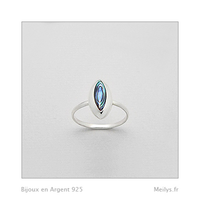 Bague En Argent 925 Et Nacre - Taille 58,5, Occasion, Couleur Argenté