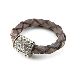 Bague en Cuir et Cristal [Taille 60]