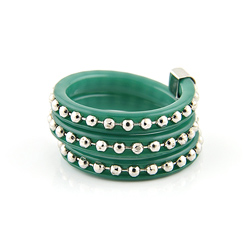 Bague Vert Turquoise 3 Rangs M�tal Argent� [R�glable]