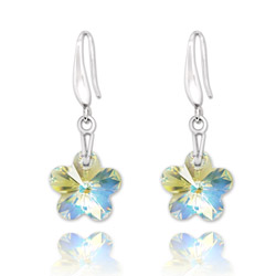 Boucles d'Oreilles Fleur 12mm orn�es de Cristal Aurore Bor�ale