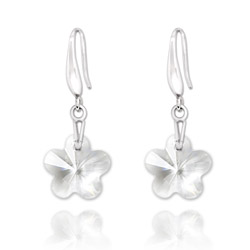 Boucles d'Oreilles Fleur 12mm orn�es de Cristal Blanc