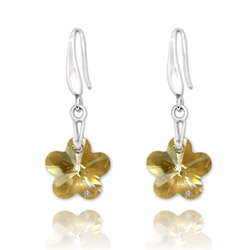 Boucles d'Oreilles Fleur 12mm orn�es de Cristal Champagne