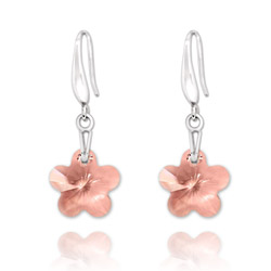 Boucles d'Oreilles Fleur 12mm orn�es de Cristal Light Rose