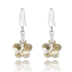 Boucles d'Oreilles Fleur 12mm orn�es de Cristal Silver Shade