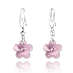 Boucles d'Oreilles Fleur 12mm orn�es de Cristal Violet