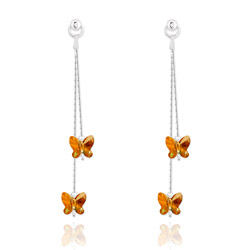Boucles d'Oreilles Papillon en Argent et Cristal Crystal Copper