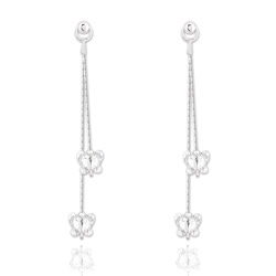 Boucles d'Oreilles Papillon en Argent et Cristal Blanc