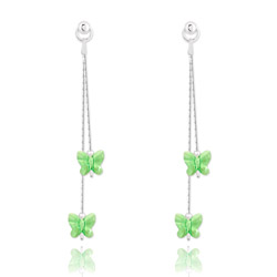 Boucles d'Oreilles Papillon en Argent et Cristal Peridot