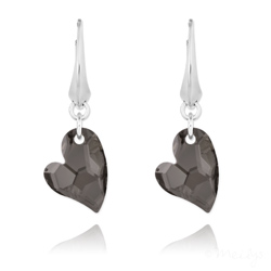 Boucles d'Oreilles Coeur Design en Argent et Cristal Satin