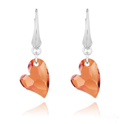 Boucles d'Oreilles Coeur Design en Argent et Cristal Astral Pink